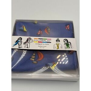 Colorplay Wrapped In Color Blue Sailboat Nautical Fashion Scarf 6x72 Belt